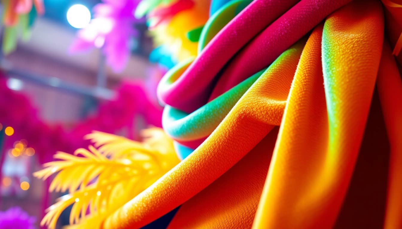 Creëer unieke carnavalskleding met velours voor carnaavalskleding en levendige kleuren.