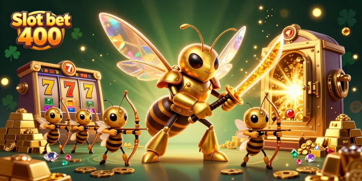 Experience thrilling gameplay with slot bet 400 at an exciting casino scene filled with jackpots and treasures.