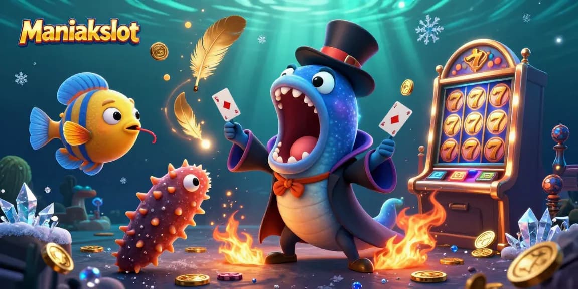 Experience thrilling adventures at Maniakslot with a vibrant underwater slot scene full of excitement.