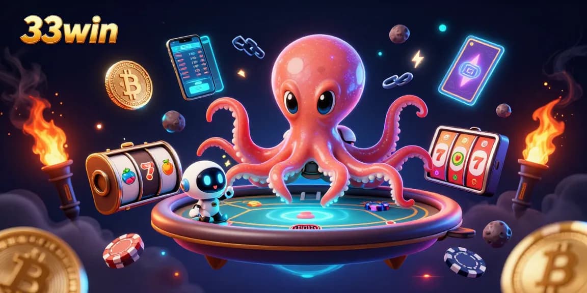 33win reveals an exciting alien-themed poker game featuring an octopus and neon elements.