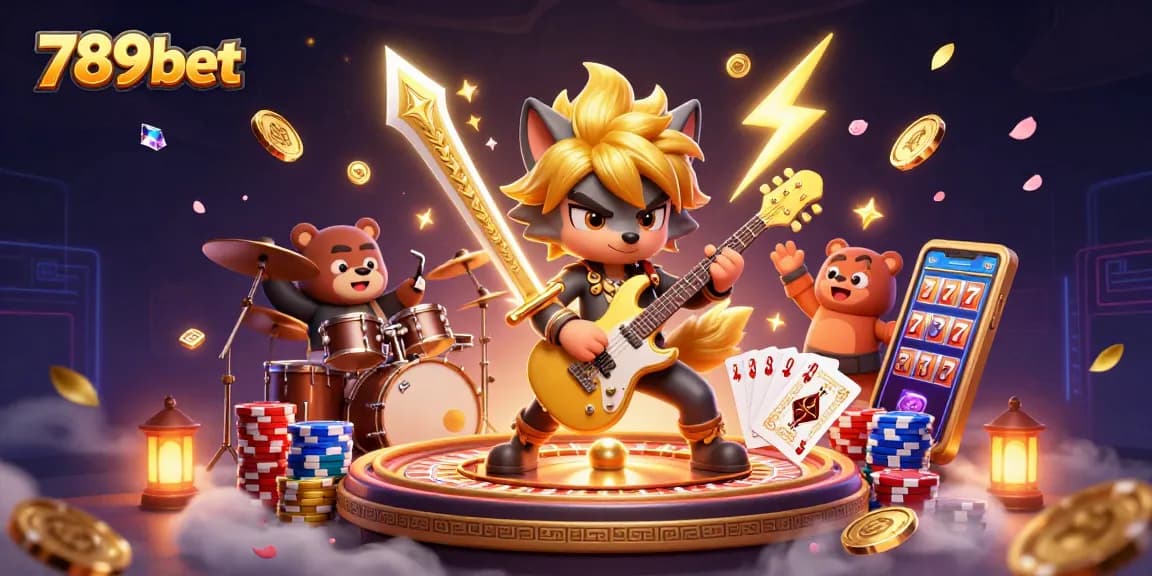 Experience thrilling gameplay at 789bet with vibrant 3D casino illustrations showcasing rock star elements.