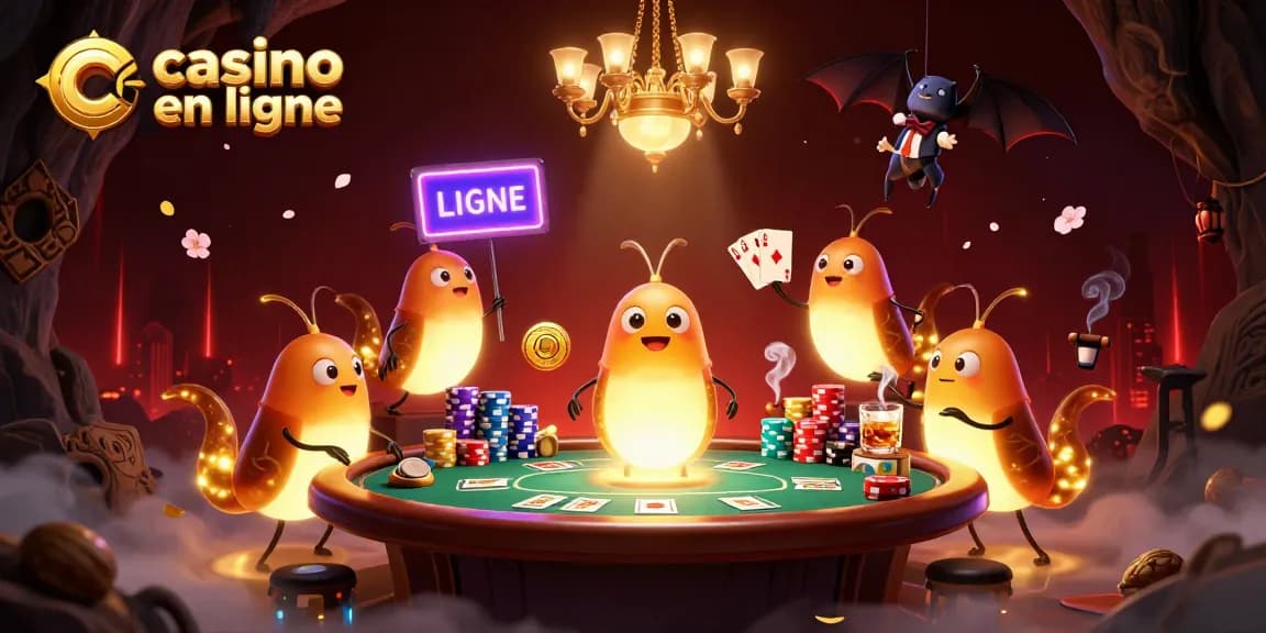 Profitez de l'excitation du casino en ligne avec des vers luisants animant un casino sous-marin.