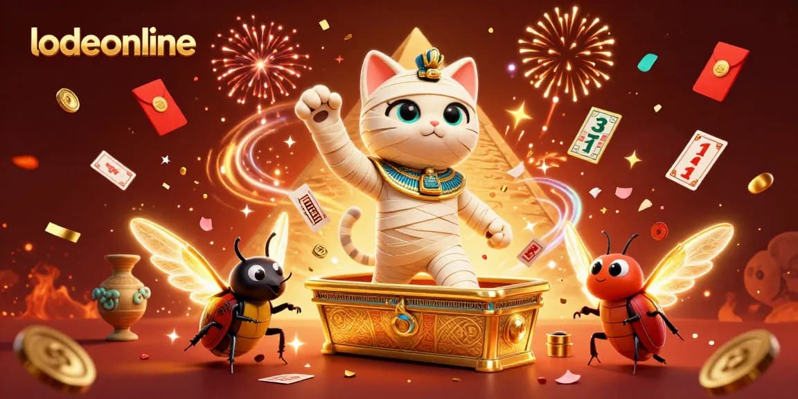 Engage with lodeonline's vibrant gaming experience featuring lottery-themed elements and animated characters.