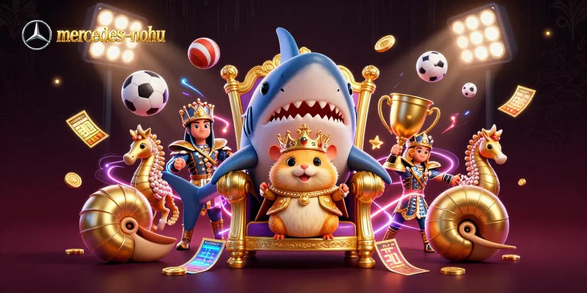 mercedes-nohu showcases a vibrant casino scene with a golden hamster king amidst dynamic sports betting elements.