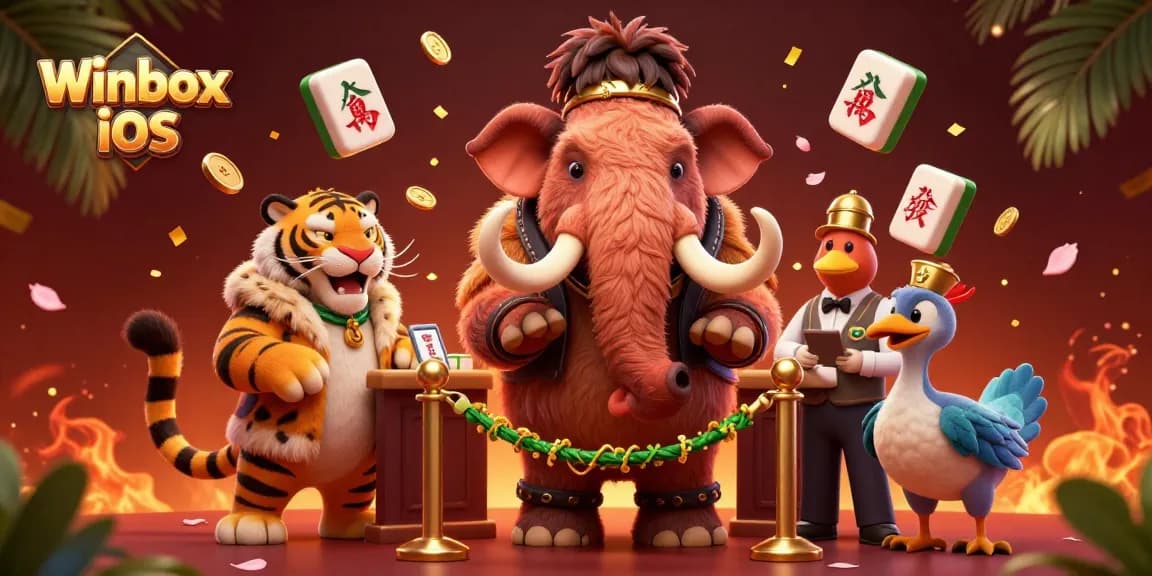 Experience the thrill of gaming with Winbox iOS, a vibrant 3D casino scene featuring iconic characters.