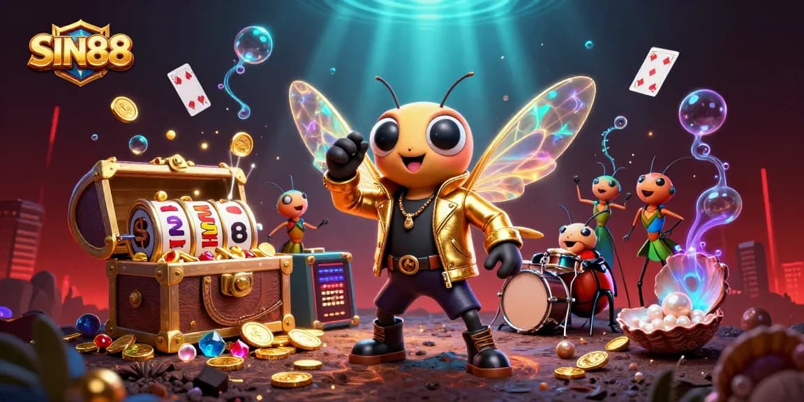 SIN88 brings exciting gaming experiences with animated casino characters in a vibrant scene.