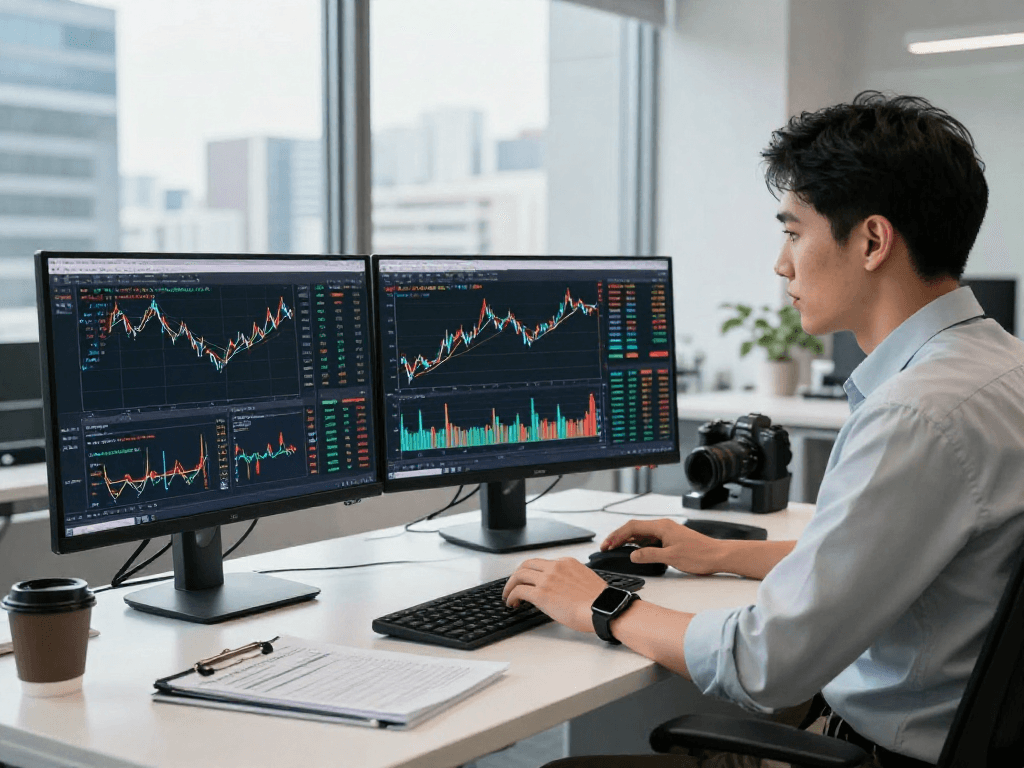 Real-time data analysis on Japan stock historical Kline API in a professional office setting.