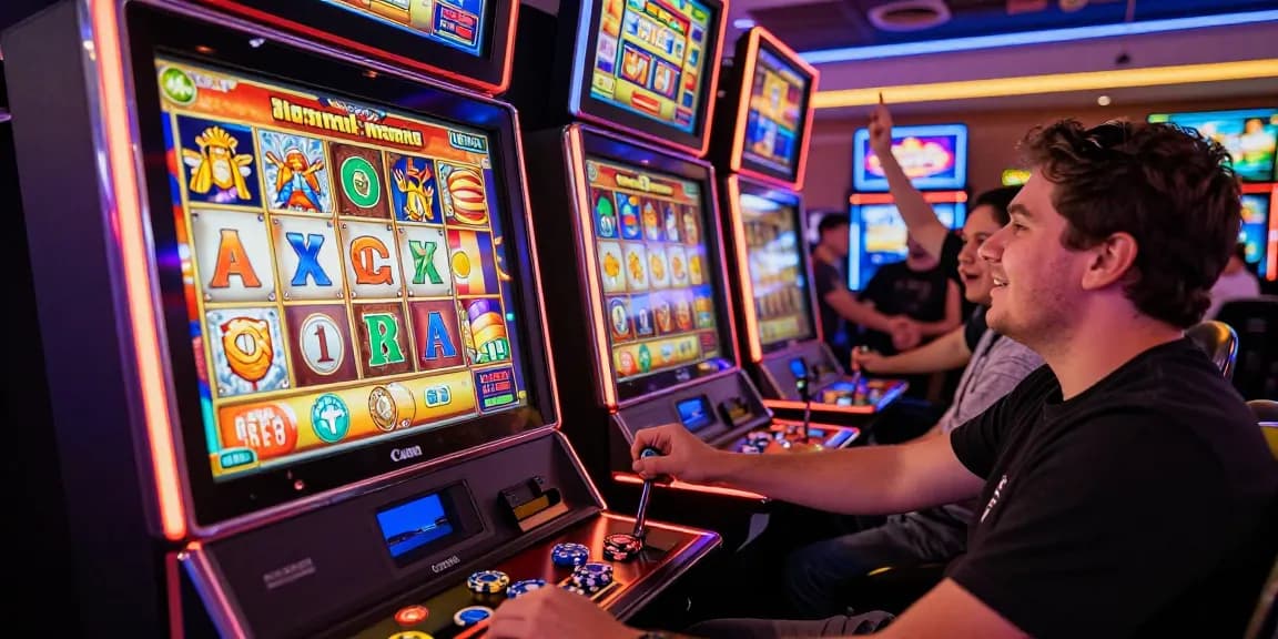Player engaging with RTP live 777 slot machine in vibrant casino atmosphere
