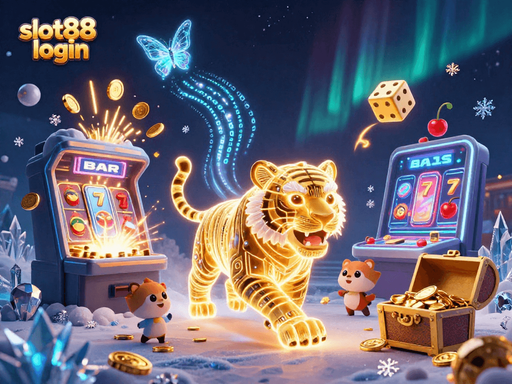Experience exciting gameplay at slot88 login with a vibrant casino scene featuring dynamic slot elements.