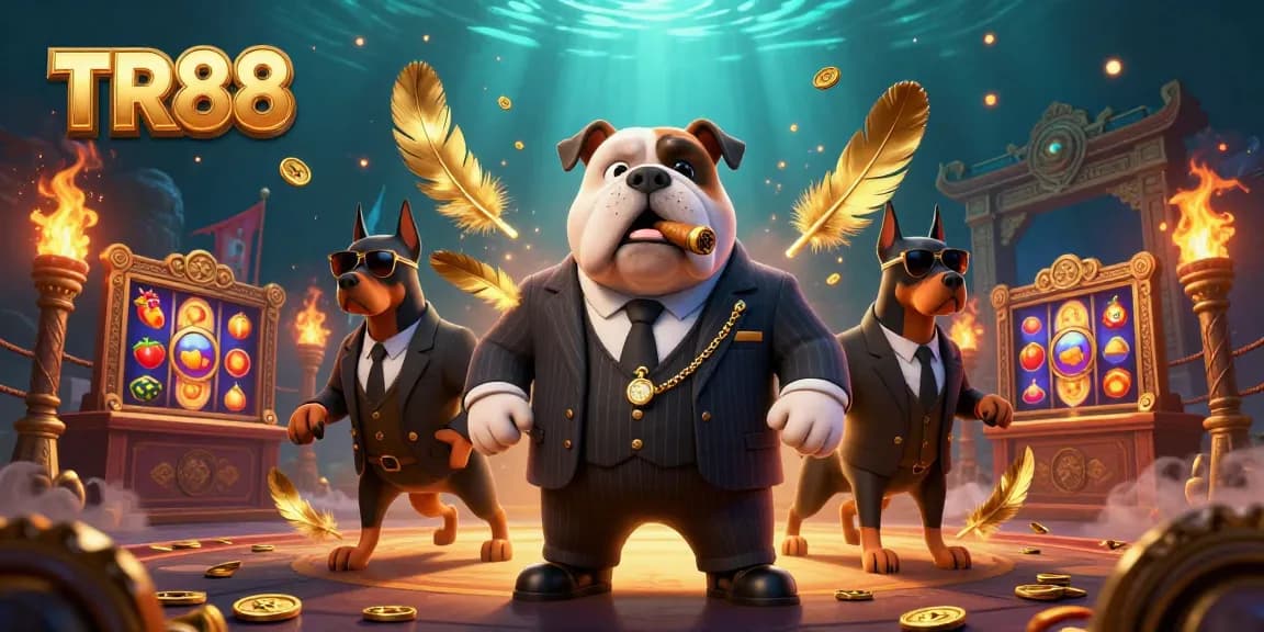 Spin with TR88 in this lively 3D casino scene featuring a mafia boss and bodyguards.