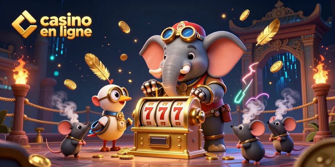 Jouer à des jeux de casino en ligne avec un éléphant steampunk et des assistants mécaniques.