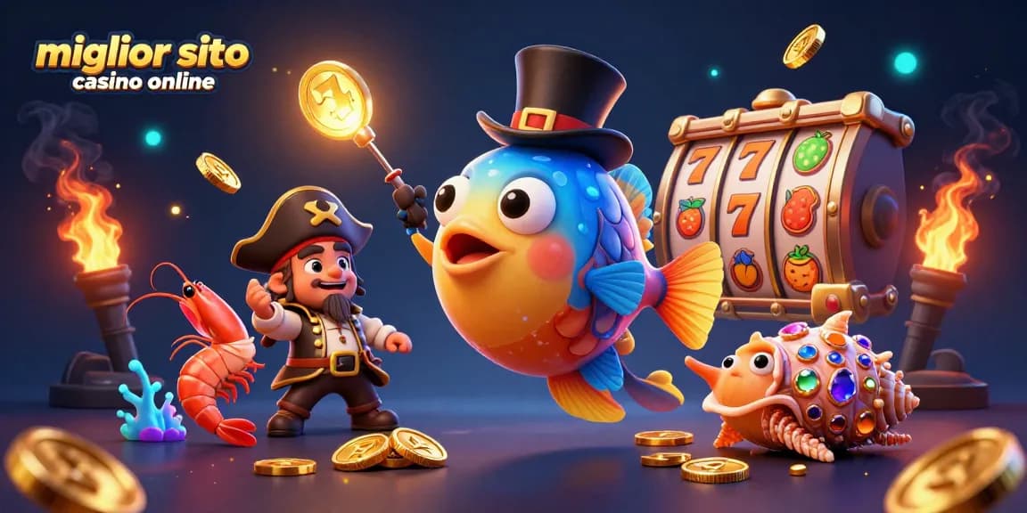 Scopri il miglior sito casino online con un'illustrazione fantastica che attira monete d'oro.