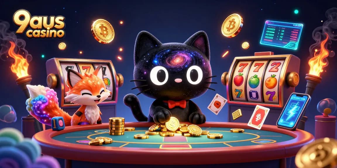 Win exciting prizes at 9aus casino with a thrilling cosmic theme featuring charming characters and slot game elements.