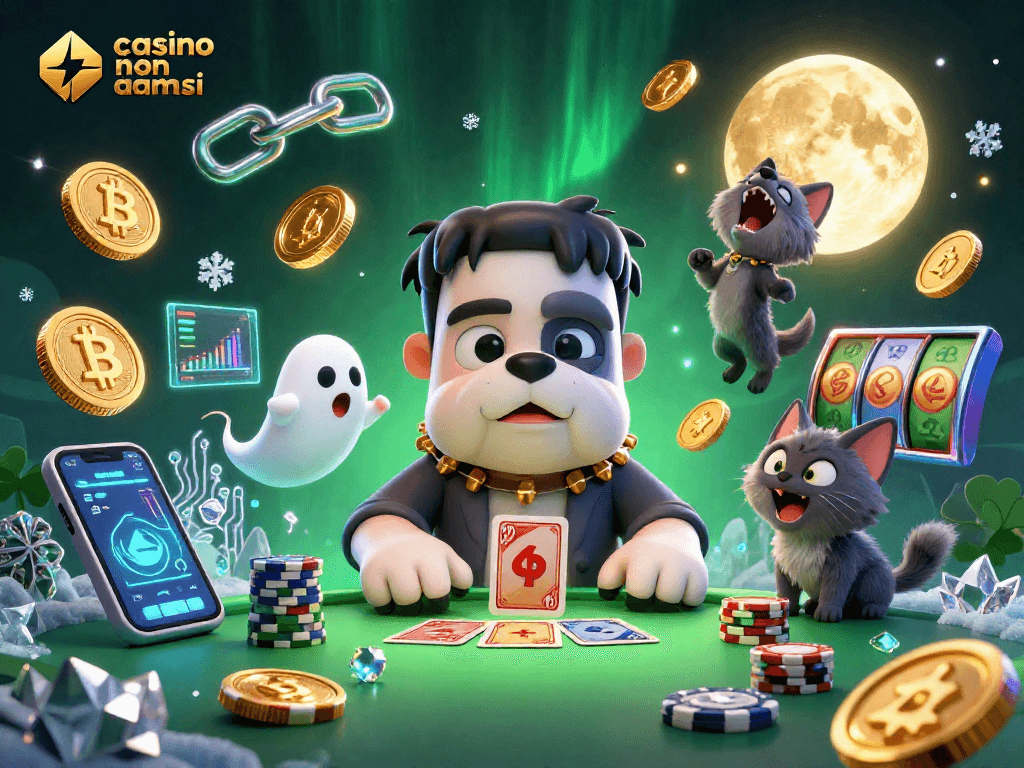 Gioca con sicurezza nei casino non aams sicuri con un bulldog Frankenstein e un gatto mannaro in una scena di poker emozionante.
