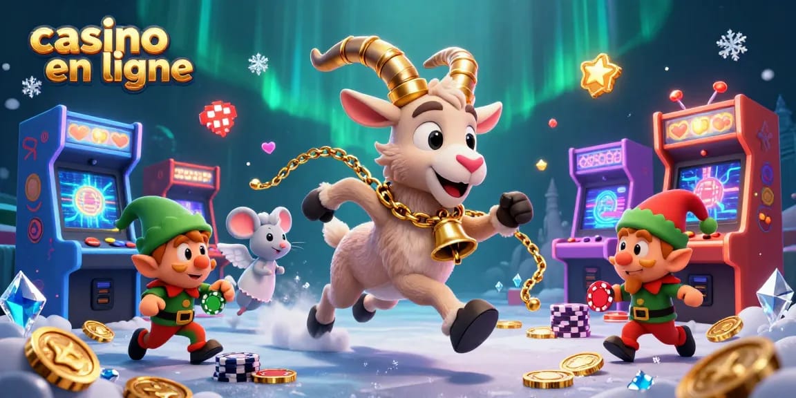 Gagnez gros au casino en ligne avec une scène animée de Krampus et des gremlins malicieux.
