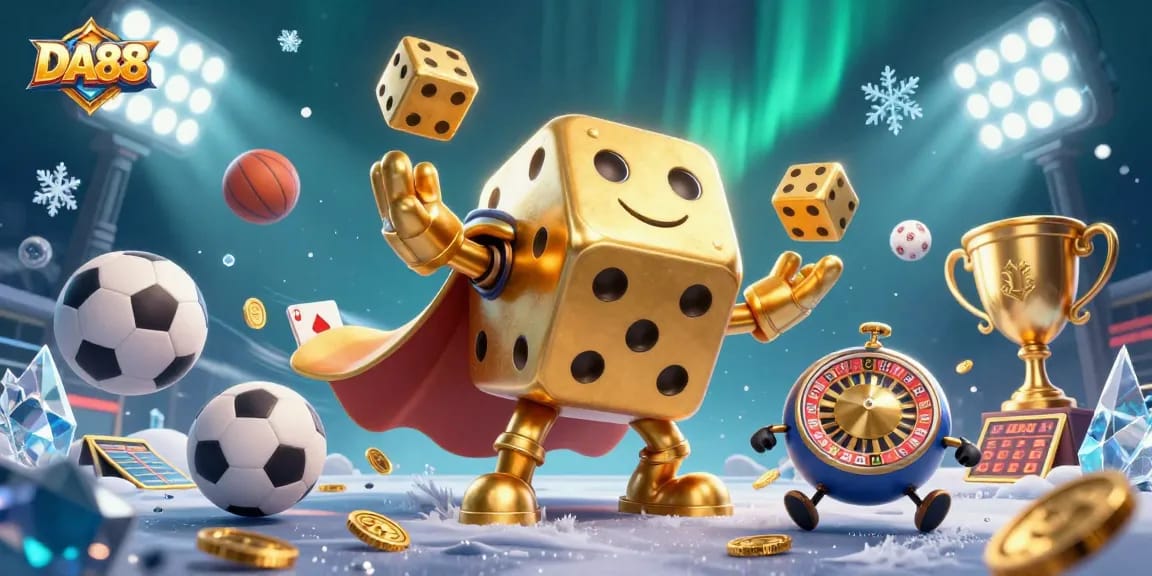 Engage with DA88's exciting gaming world through dynamic sports elements and animated characters.