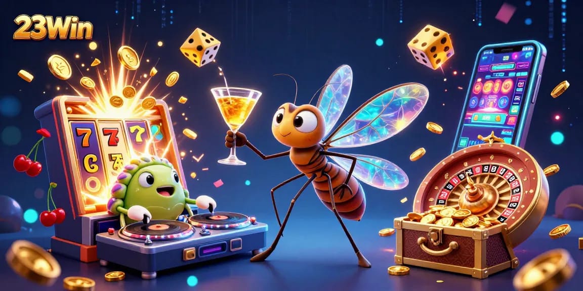 Experience thrilling wins at 23Win with dazzling casino elements and vibrant characters.