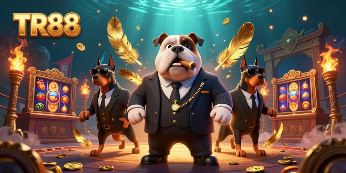 Spin with TR88 in this lively 3D casino scene featuring a mafia boss and bodyguards.