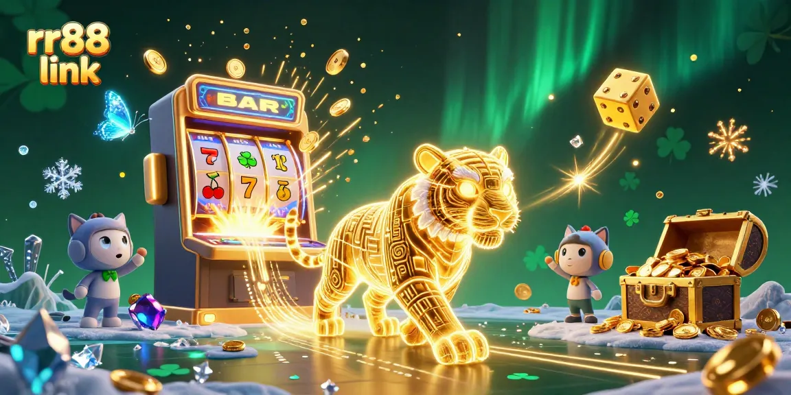 Experience the thrill of rr88 link in a vibrant digital casino scene with a golden tiger.