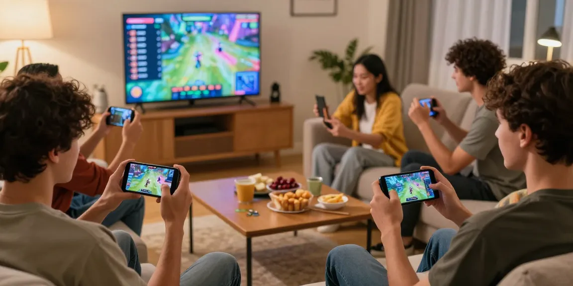 Gamers enjoying MANTRA88 mobile gaming platform in a vibrant living room, showcasing competitive spirit.