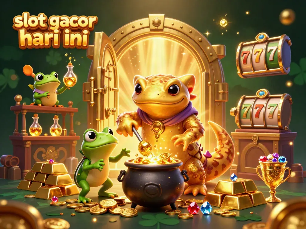 Experience winning moments in "slot gacor hari ini" with gold and casino-themed magic in this illustration.