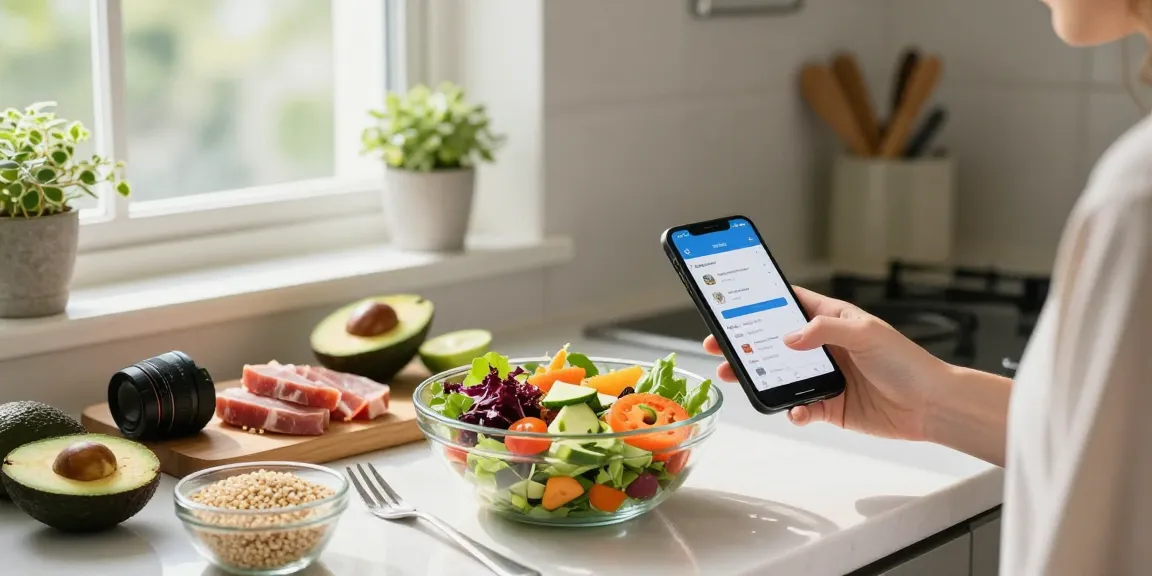 Track meals effortlessly with the best calorie tracking apps in a modern kitchen environment.