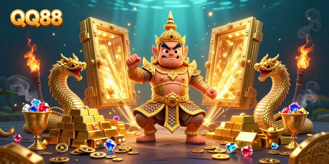 Bet big with QQ88's vibrant 3D casino illustration showcasing adventure and fortune.