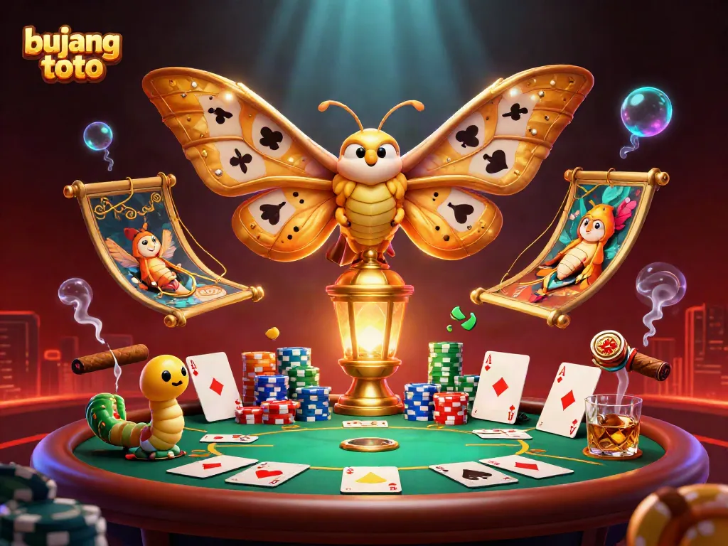 Engage with bujang toto as you explore a vibrant casino scene filled with poker action and lively characters.