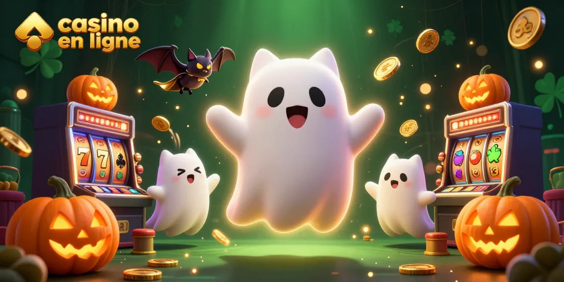 Animation de casino en ligne avec un chat fantôme amical et des éléments de jeu dynamique