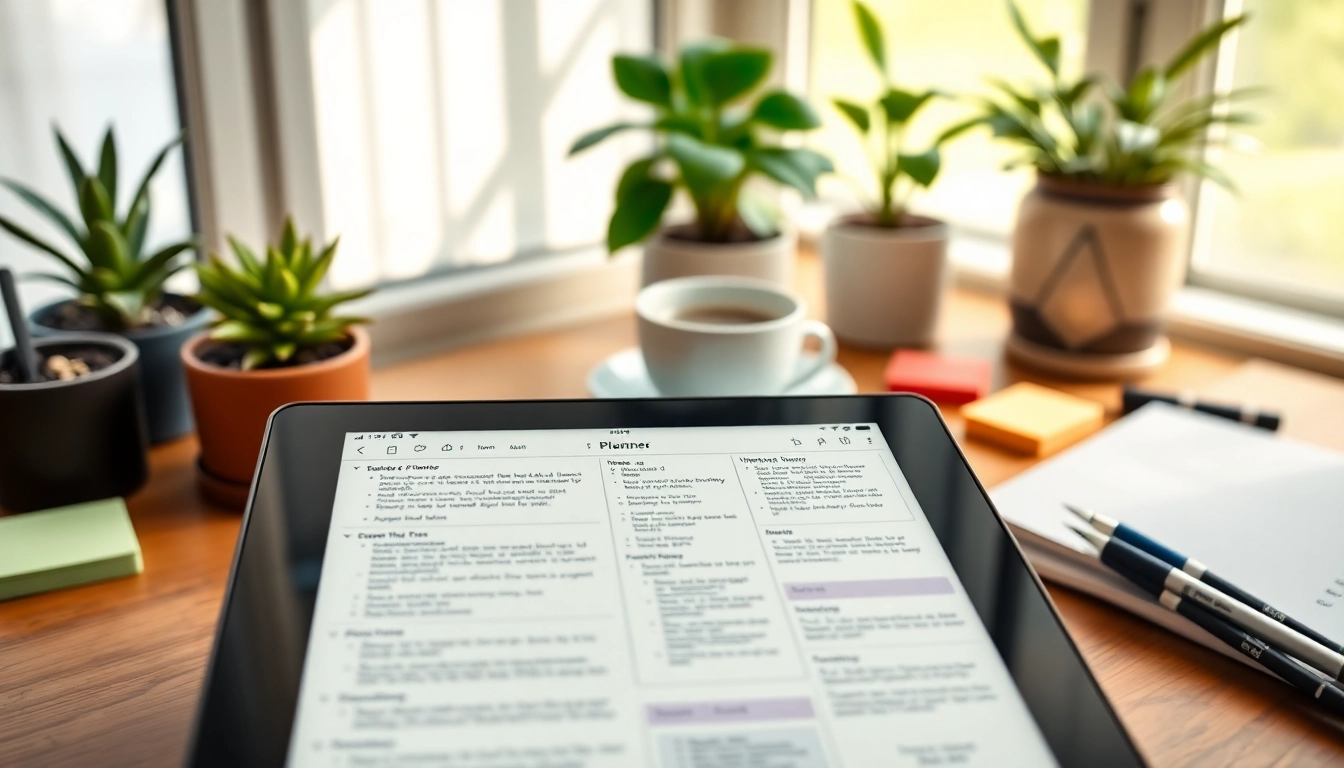 Engaging planners for Kindle Scribe showcased on a digital device in a cozy workspace.