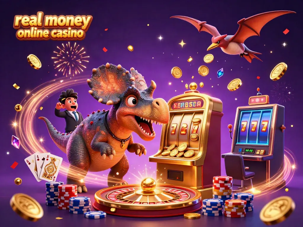 Experience thrilling action at a real money online casino with jackpot wins, vibrant characters, and casino excitement.