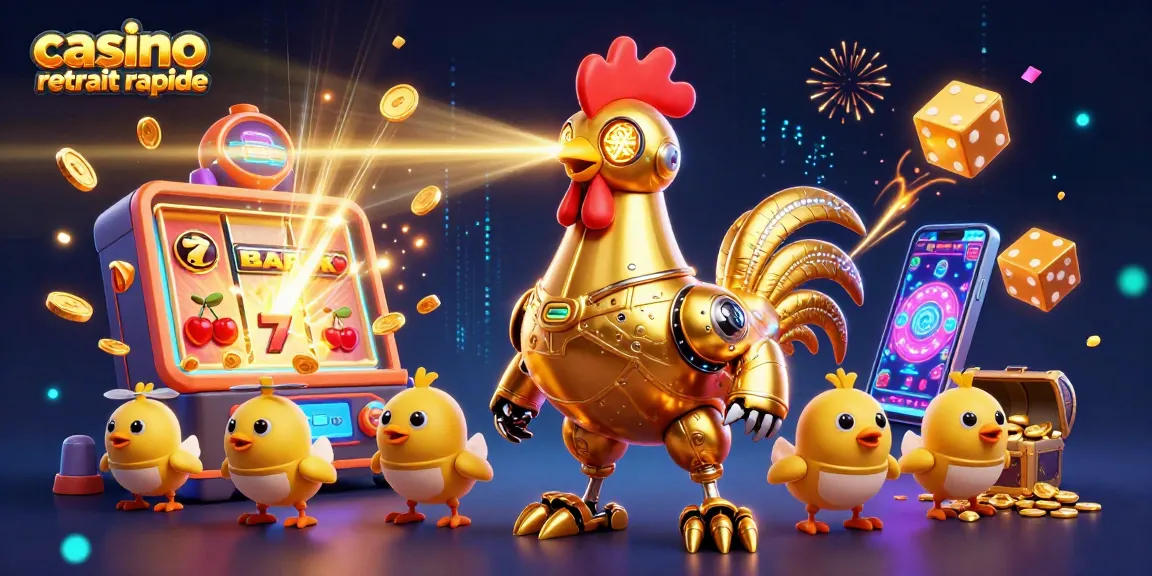 Gagnez avec casino retrait rapide grâce à des machines à sous et un robot futuriste en action.