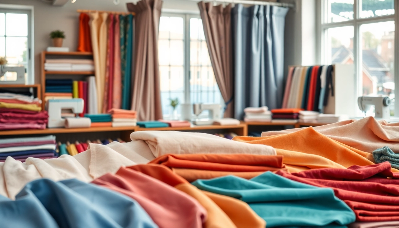 Explore vibrant stoffenkraam fabrics displayed artfully, showcasing textures and colors for crafting.