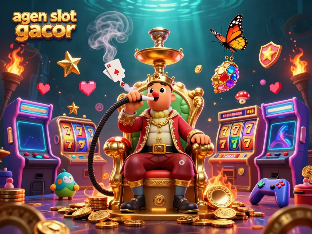 Experience the excitement of agen slot gacor with dazzling slot elements and a whimsical caterpillar scene.