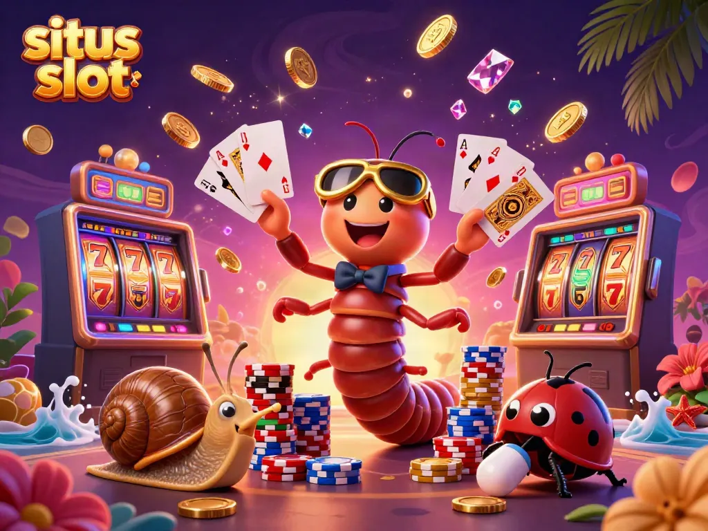 Menangkan hadiah di situs slot dengan dealer kartun unik yang menghibur, chip berwarna cerah, dan koin emas terbang.