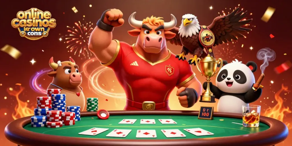 Win big with online casinos like crown coins featuring a vibrant 3D scene packed with casino action.
