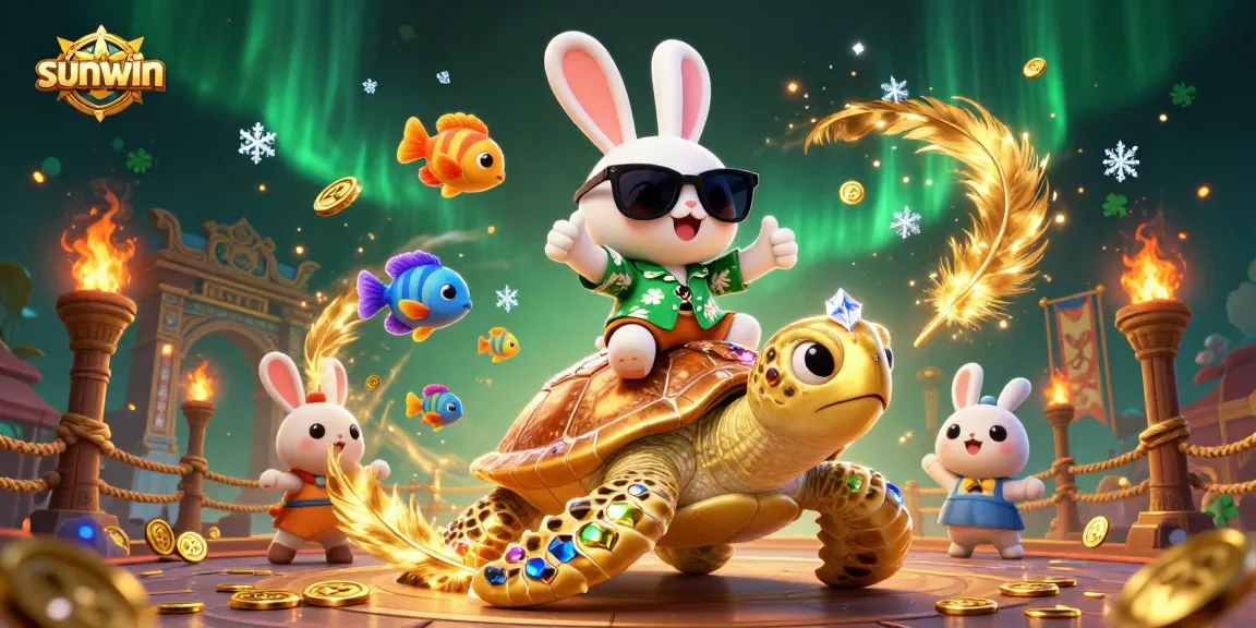 Join the fun with sunwin's exciting rabbit, sea turtle, and vibrant sea life in a thrilling gaming scene.