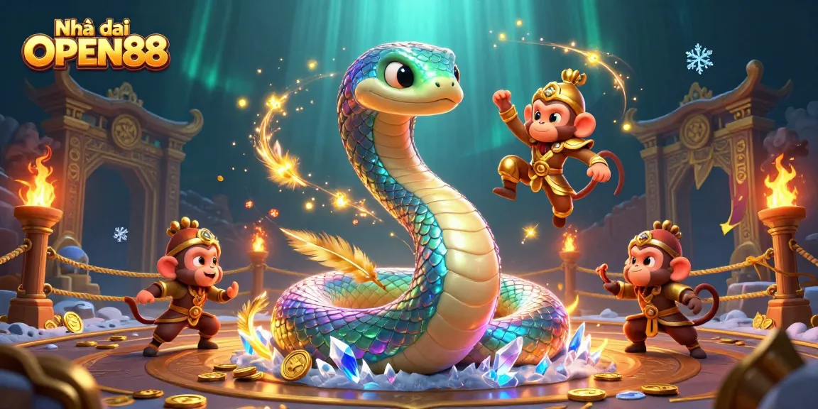Engage with Nhà cái OPEN88 in a colorful 3D casino scene featuring dynamic characters and vibrant game elements.