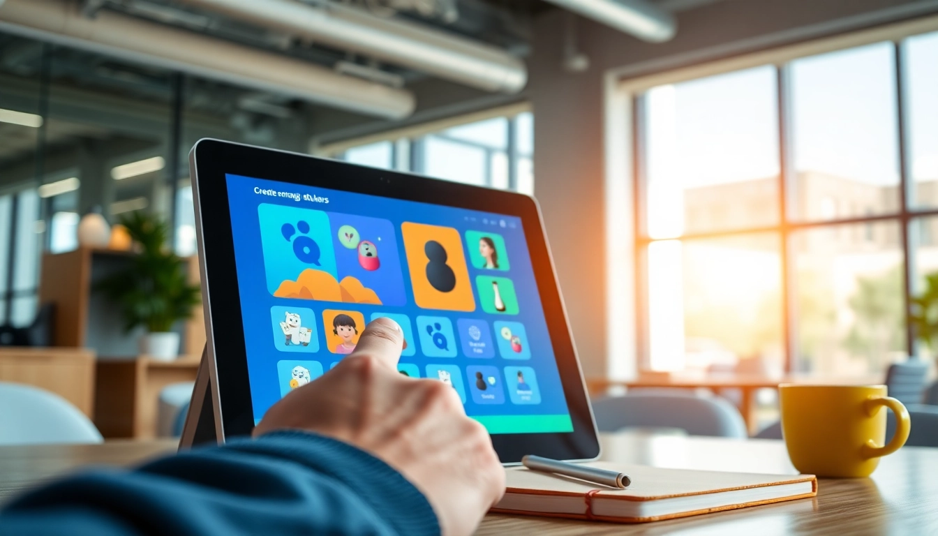 Klipy platform showcasing vibrant GIF creation tools in a modern office.