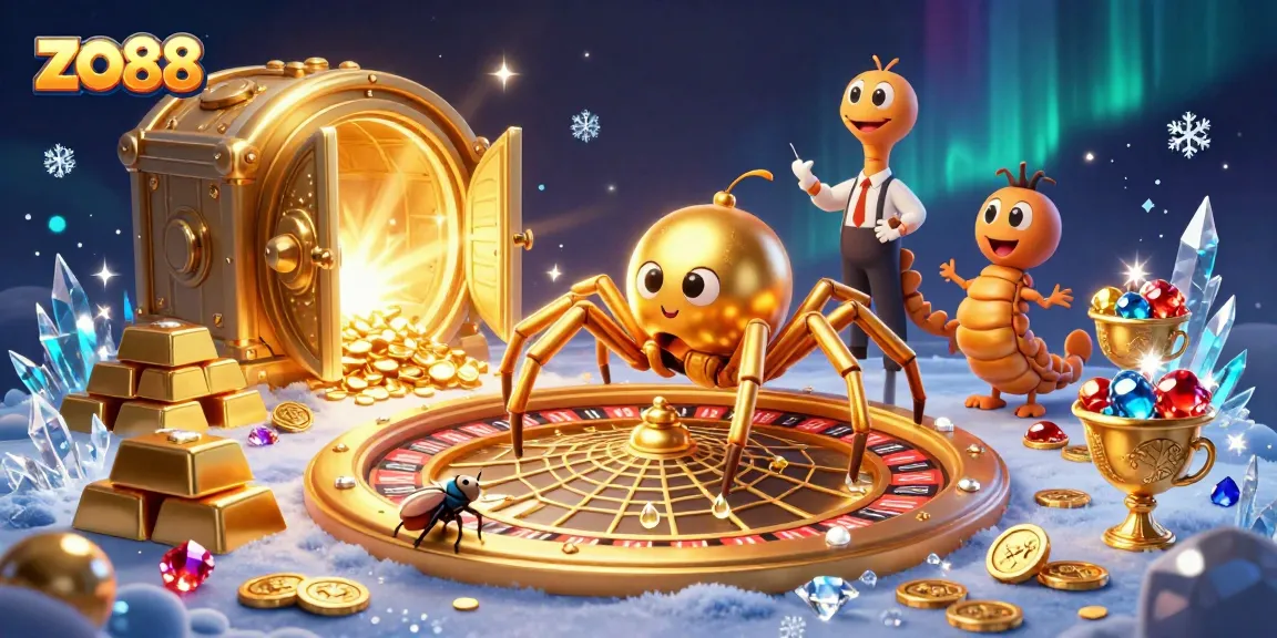 Experience thrilling bets at zo88 with a vivid 3D casino scene featuring a roulette web.