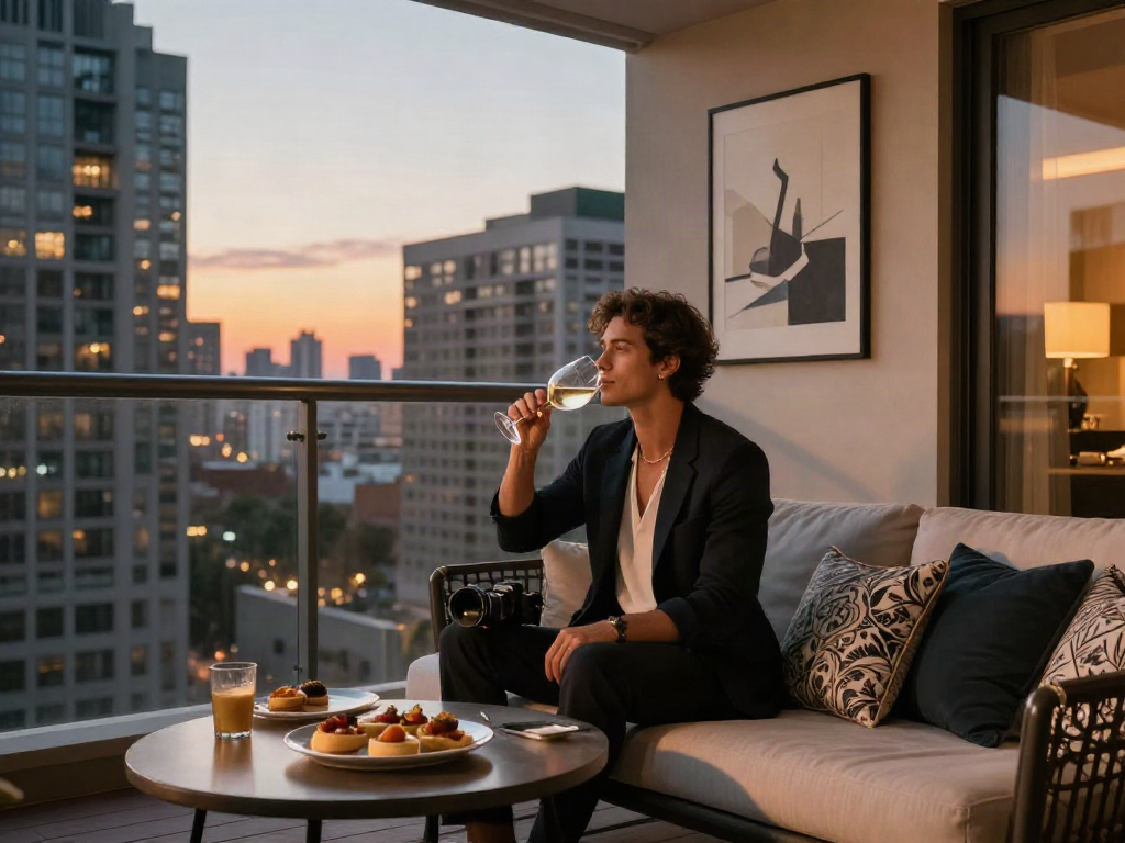 Gaya hidup mewah luxury111 di apartemen modern dengan pemandangan kota