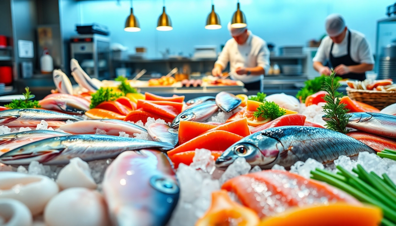Showcasing a fresh variety of seafood by a wholesale seafood supplier for restaurants.