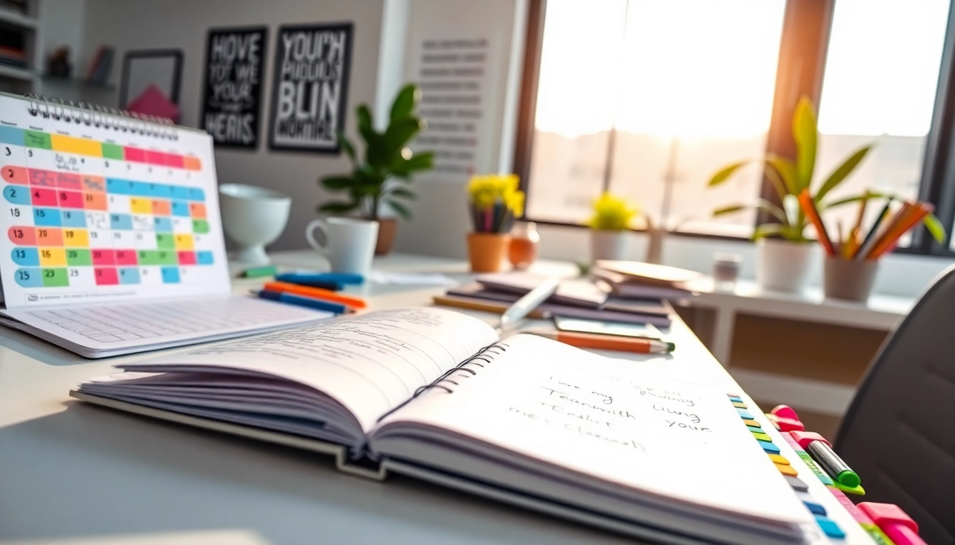 Plan Your Way, Instantly with an organized workspace featuring a planner and colorful stationery.
