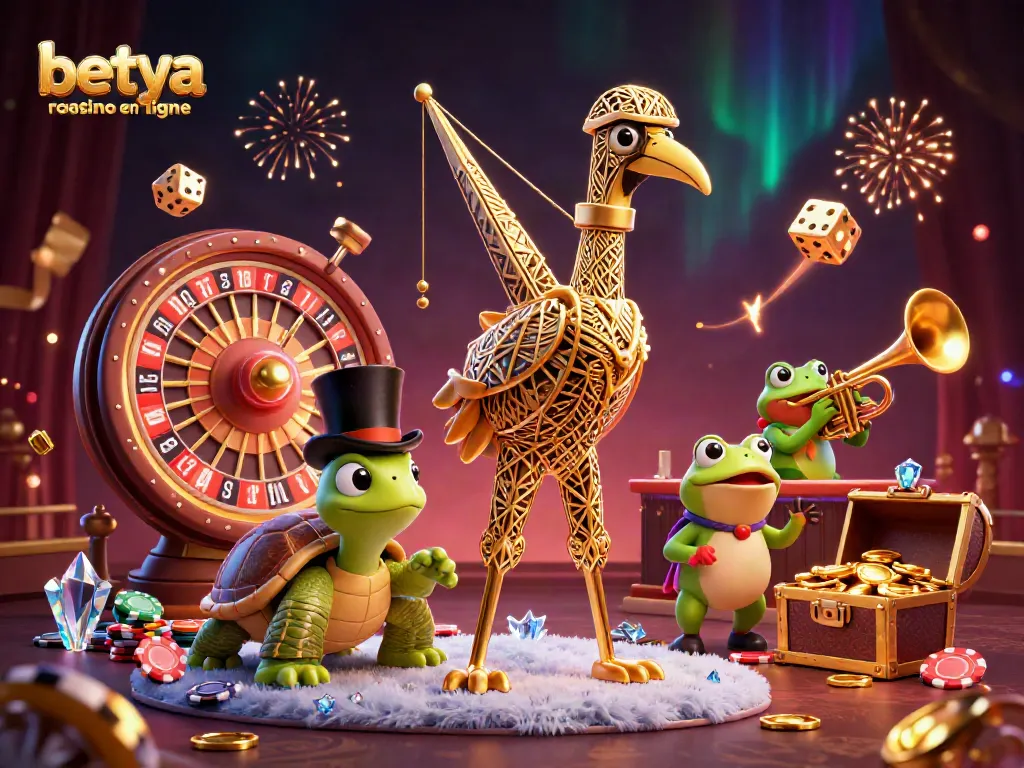 Spin and win at betya roulette casino en ligne with 3D characters and vibrant casino elements.