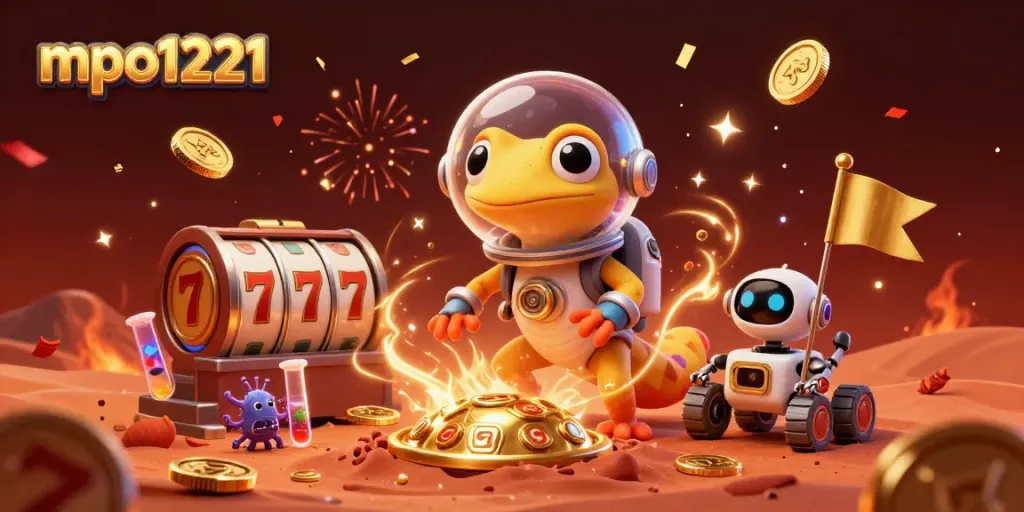 Play thrilling slots at mpo1221, where Martian geckos uncover golden casino treasures!