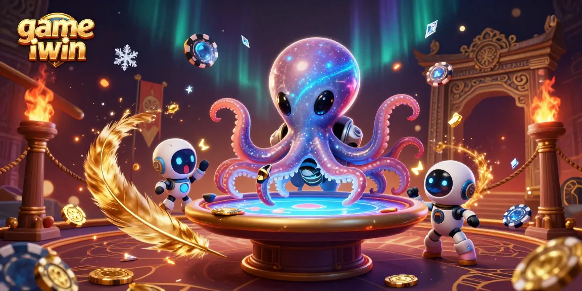 Experience the thrilling game iwin with an alien octopus at a holographic poker table!