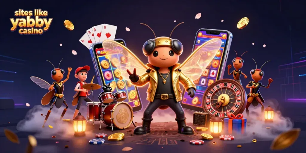 Experience exciting gameplay with sites like yabby casino, showcasing vibrant slot games and lively characters.