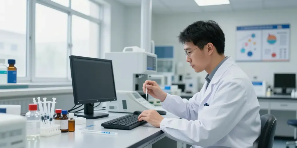 Accurate peptide calculator usage in a modern lab for precise dosing