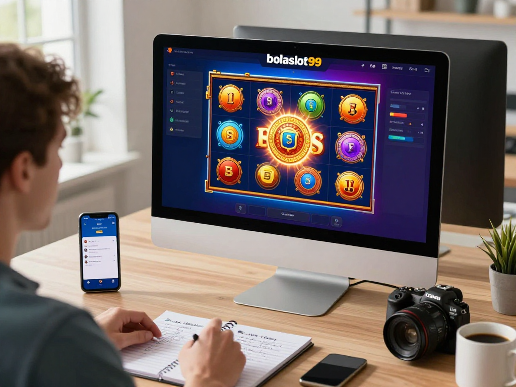 Pengalaman bermain bolaslot99 di ruang kerja modern dengan layar slot yang menarik.