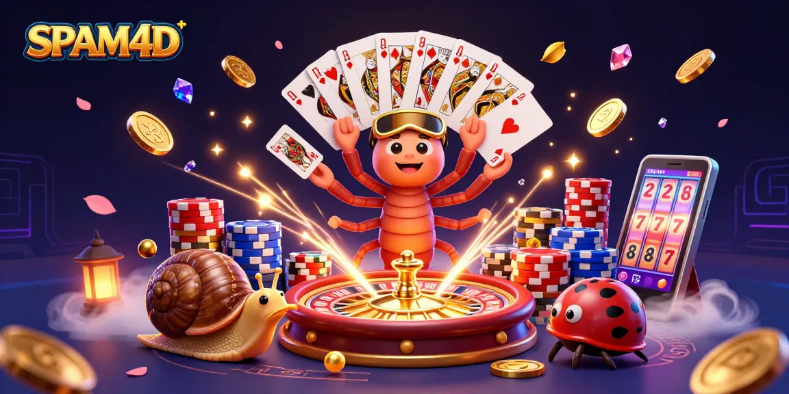 SPAM4D menyajikan dealer kartun dalam kasino dengan chip besar dan permainan kasino berkilau.